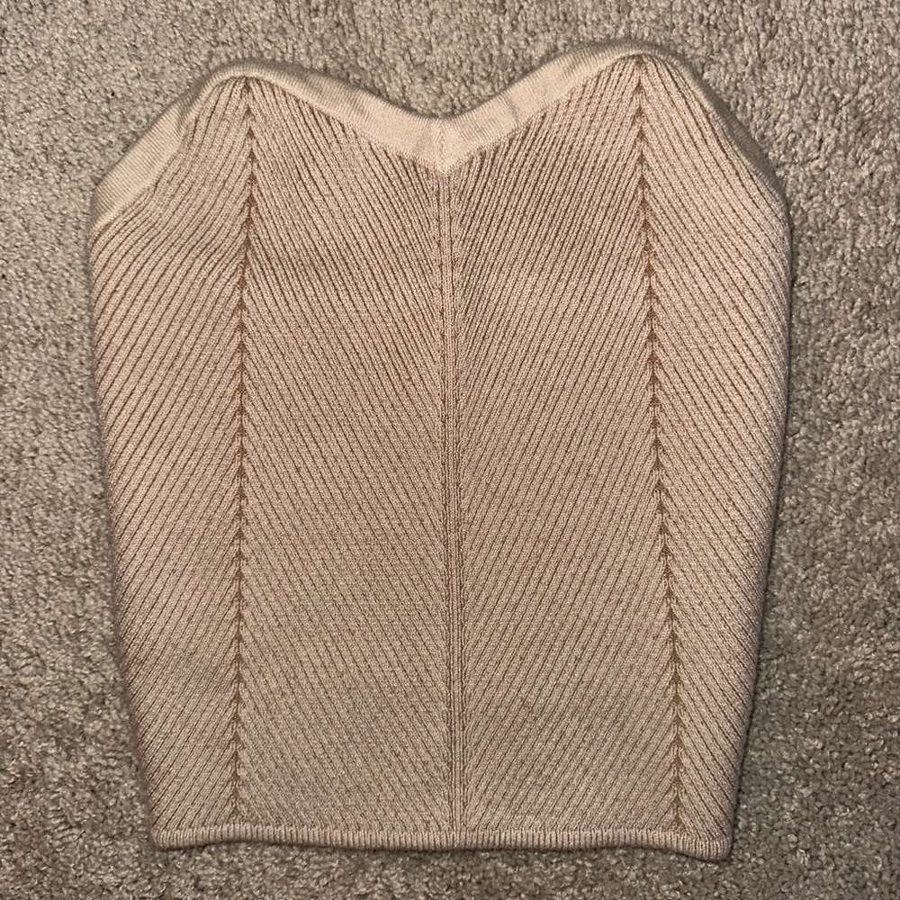 Aerie Tan/Nude Ribbed Sweater Strapless Tube Top Size XS